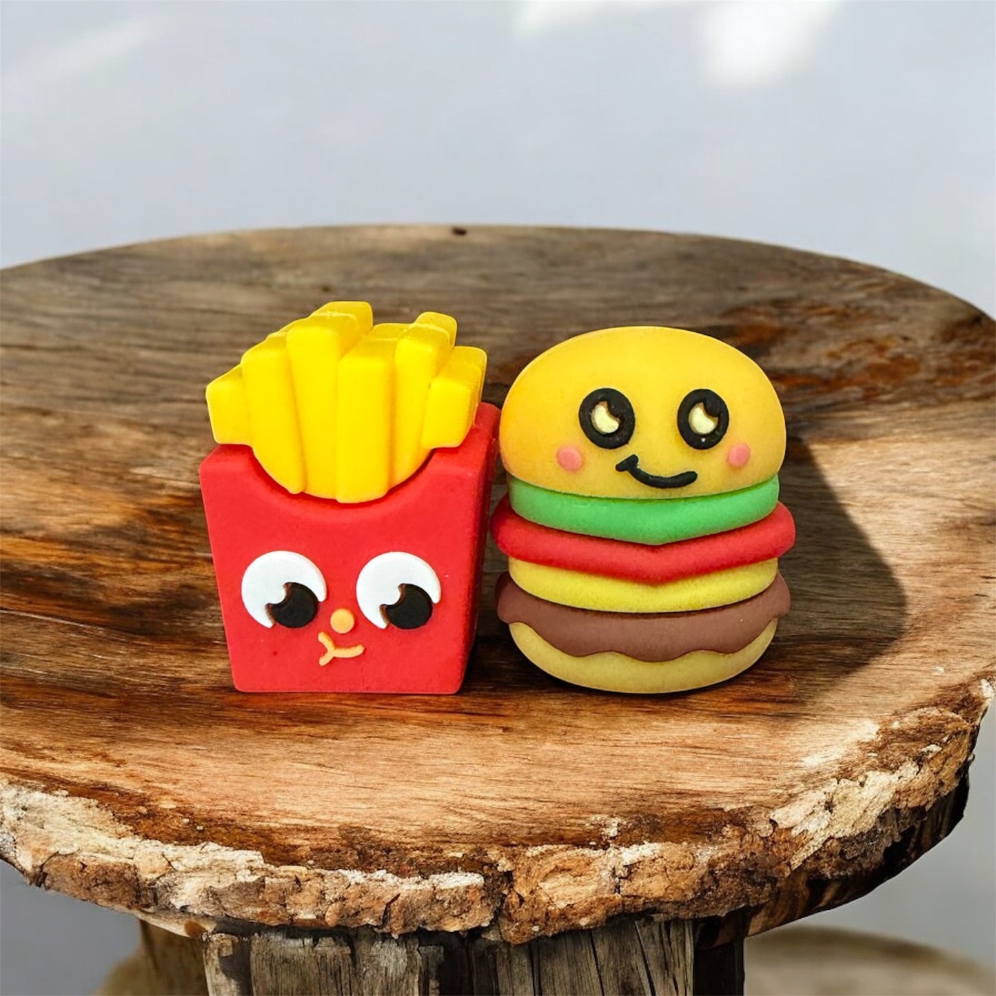 Cute Cartoon Burger & Fries Character Pencil Sharpeners